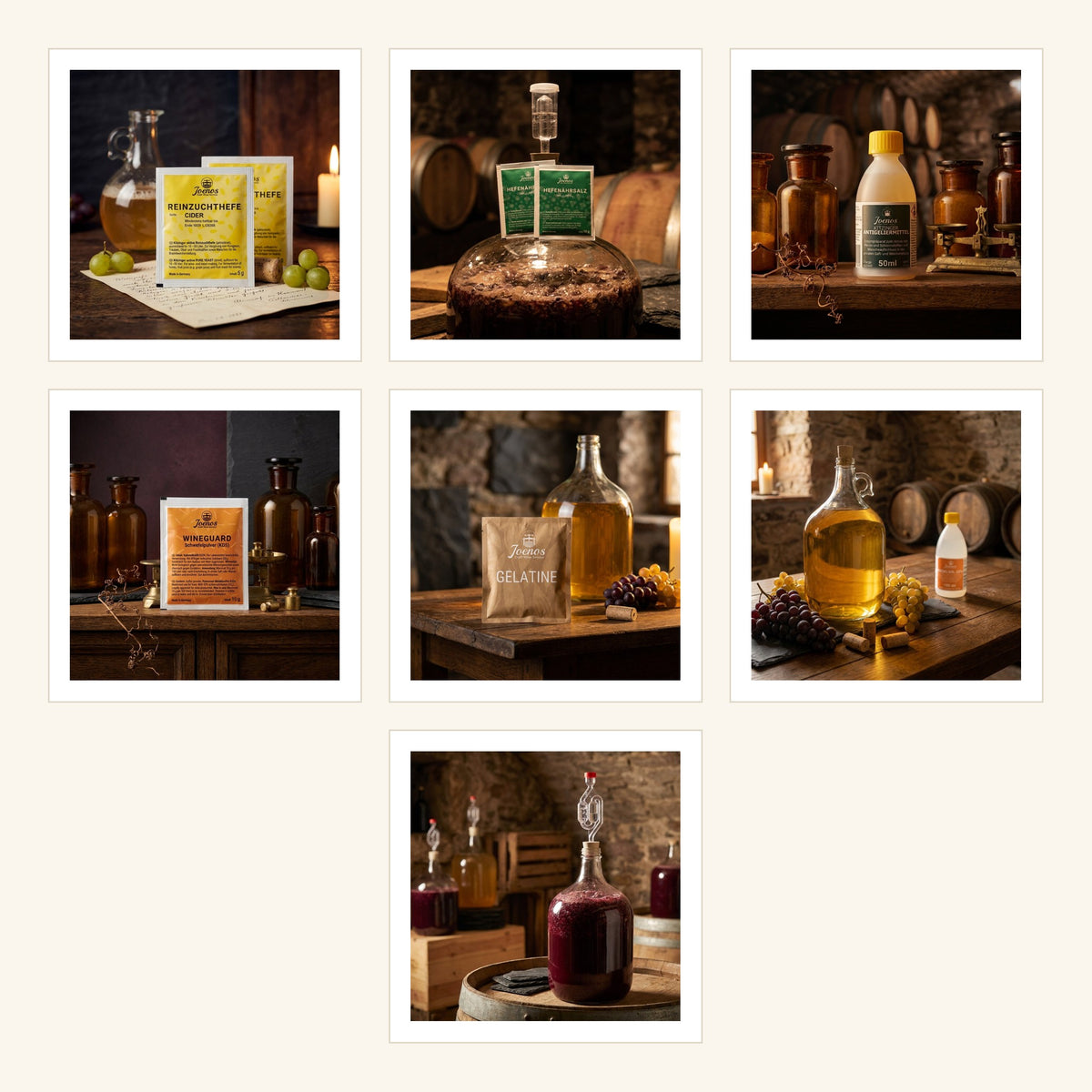 Apfelwein- & Cider-Set: Cider-Hefe, 2 Beutel Hefenährsalz, Schwefelpulver, Antigeliermittel, Gelatine, Kieselsol, Gärröhrchen